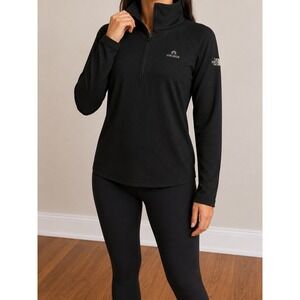 North Face Mountain Peaks Quarter Zip Women XL Fleece Pullover Black Hiking